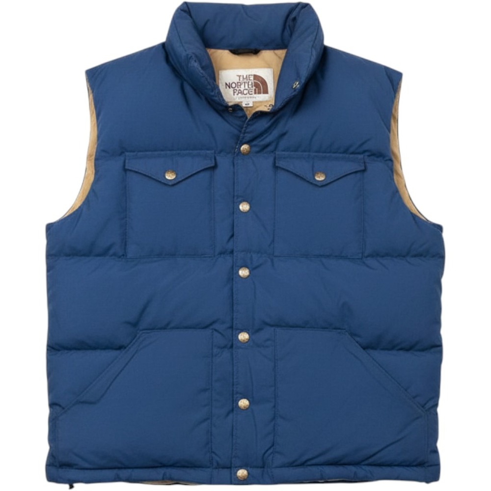 Vintage The North Face Brown Label Down Puffer Vest Mens Medium Blue Made in USA
